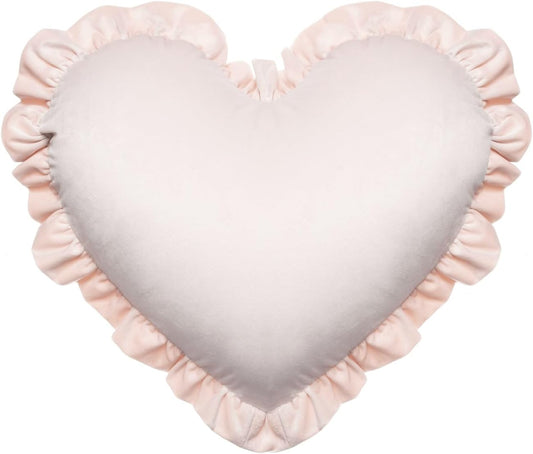 Heart Pillows, Cute Soft Room Decor Ruffled Love Heart Shape Throw Pillows Sofa Cushion Pillow for Living Room Bed Chair Car Floor Home Decoration, Light Pink