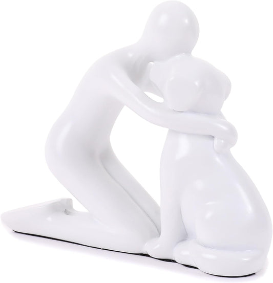 Dog Dad Gifts for Men, Cute Figurines Statue,Unique Mini Shelf Decor for The Home,Room,Bathroom,Office,Lovely Decorations for Dogs Lover (White)