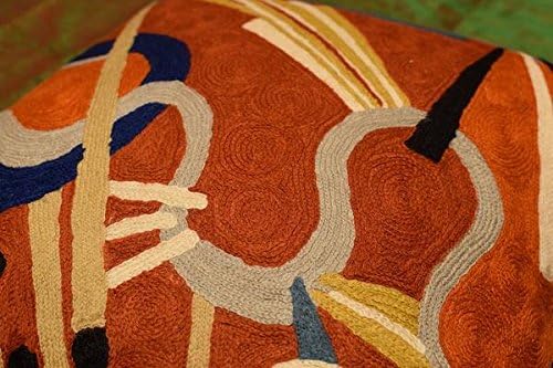 Kandinsky Contemporary Throw Pillow Cover - Rust Intuitive | Modern Pillow Cases | Abstract Throw Pillow | Boho Pillow | Abstract Chair Cushions | Hand Embroidered Cushion | Wool Size 18x18