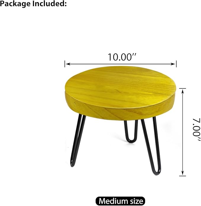 OBTAIN Plant Stand Indoor Outdoor, Wooden plant Stool, Mid Century Plant Stand for Indoor Plants, Wood Modern Plant Holder Rattan Flower, Low Short Boho Rustic Planter Stand Fit 5-15 Inch Pot(M)