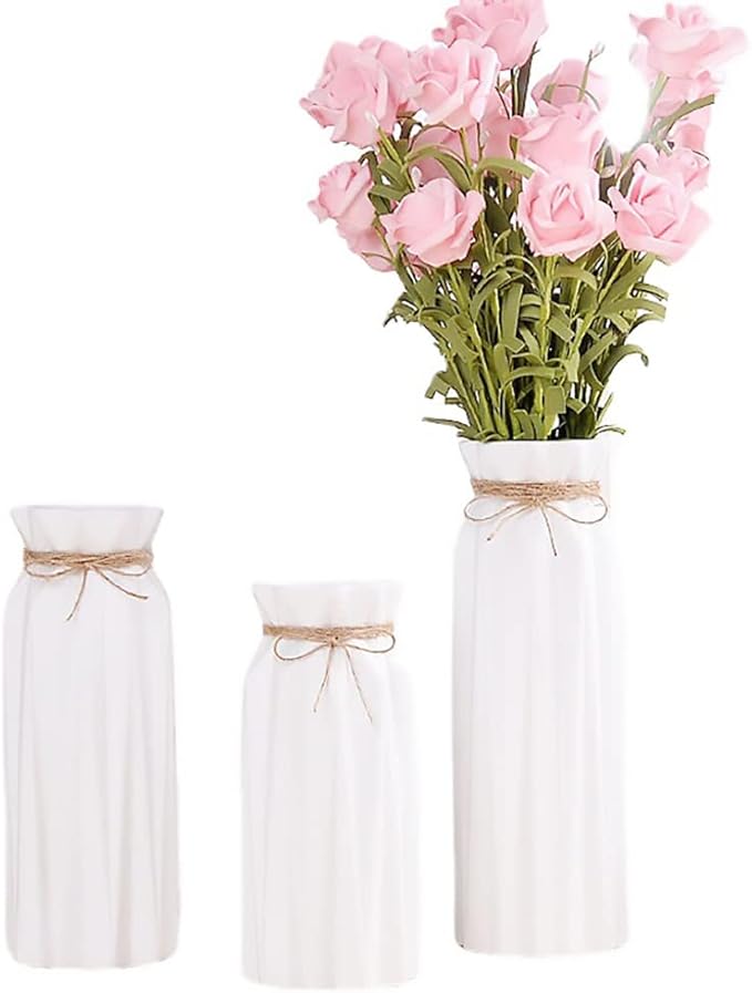 White Ceramic Vase-Flower Vase Dried Flower Vase for Modern Home Decor, Fit for Foyer Living Room Fireplace Bedroom Kitchen,Decent Gift, 8.27" H