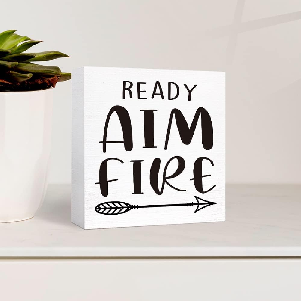 Funny Wood Sign - Aim Fire, Farmhouse Bathroom Decor