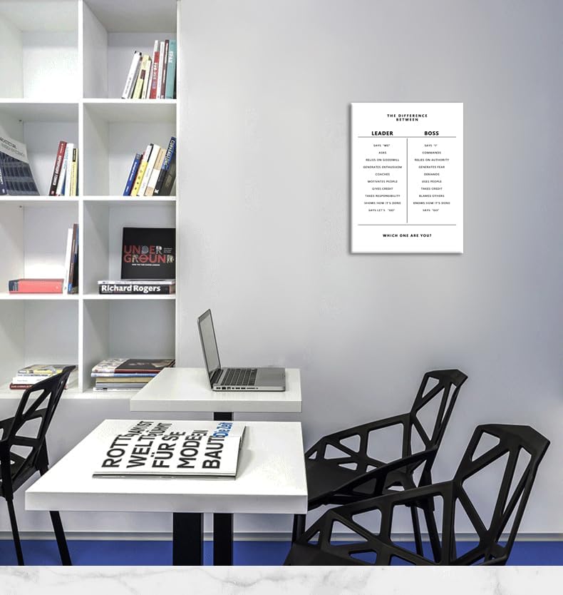 Inspirational Wall Art Office Decor Leader and Boss Modern Entrepreneur Inspiring Quote Painting Canvas Print Posters Motivational Wall Decor Living room Gym Framed Ready to Hang[18"W x 24"H]