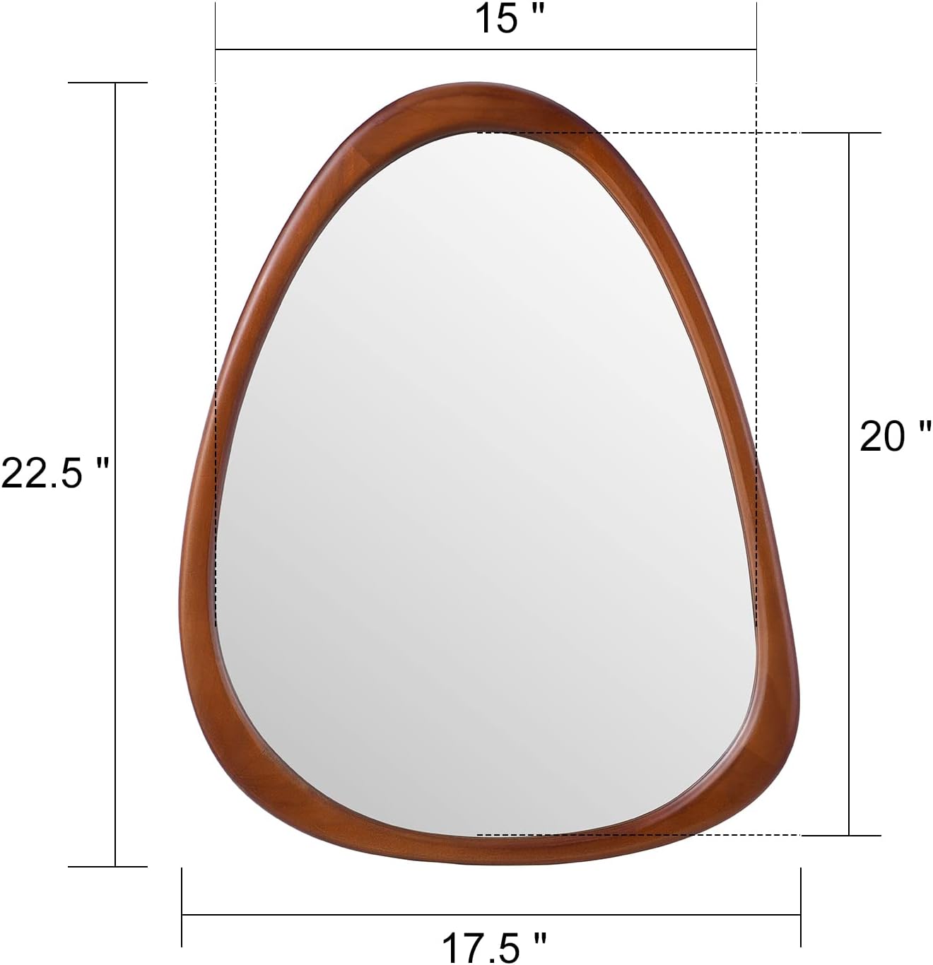 COOL2DAY Irregular Asymmetrical Wood Wall Frame Mirror, Abstract Decorative Odd Shaped Mirror for Living Room, Bedroom, Entryway, Bathroom Home Decor (18" x 22")