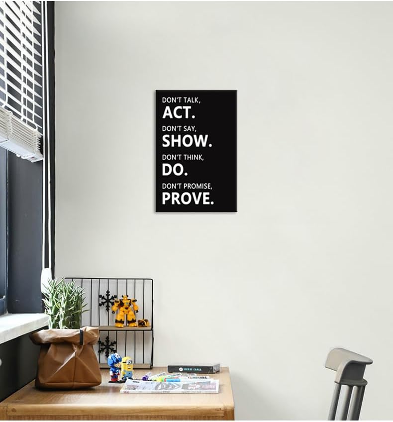 Inspirational Wall Art Motivational Poster Prints Picture Canvas Positive Quotes Paintings Inspiring Artwork Wall Decor for Living Room Bedroom Office Decor Framed Ready to Hang[12''W X 18''H]