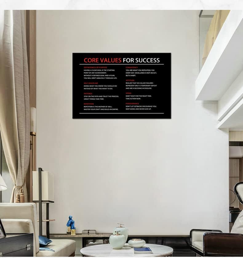 Core Values Quote Inspirational Canvas Painting Motivational Wall Art Poster Inspiring Positive Motivational Framed Artwork Prints Picture for Living Room Office [24''Wx 36''H]