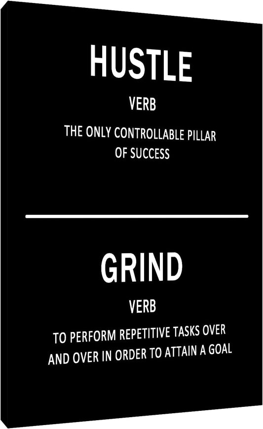 Inspirational Canvas Wall Art Motivational Positive Entrepreneur Quotes Canvas Print Hustle Grind Signs Picture Poster Office Bedroom Home Wall Decor Ready to Hang [12''Wx18''H]