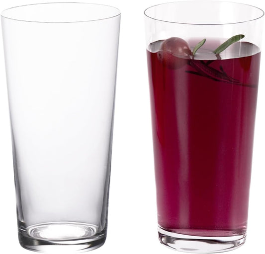 KAMMAK Drinking Glasses Set of 2, 17oz Crystal Water Glasses, Everyday Tall Glass Cups, Highball Glass for Cocktail, Juice, Mojito, Iced Tea, Kitchen and Bar Glassware Gifts,Collins Glasses
