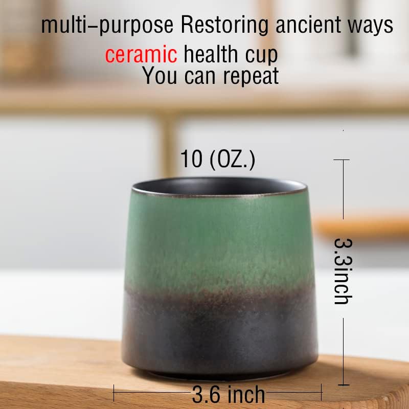 Big handmade Ceramic Coffee Mugs for Men/Women,10oz Tea Cup for Office and Home,Microwave and Dishwasher safe,Gift for Parents,Family and Friends(Green)