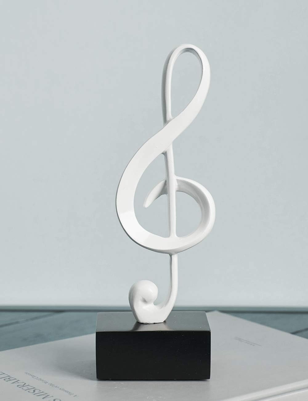 HAUCOZE 3pcs Music Note Decor Musical Decoration Gifts Table Centerpiece Sculpture Piano Statue White 7.5 inch