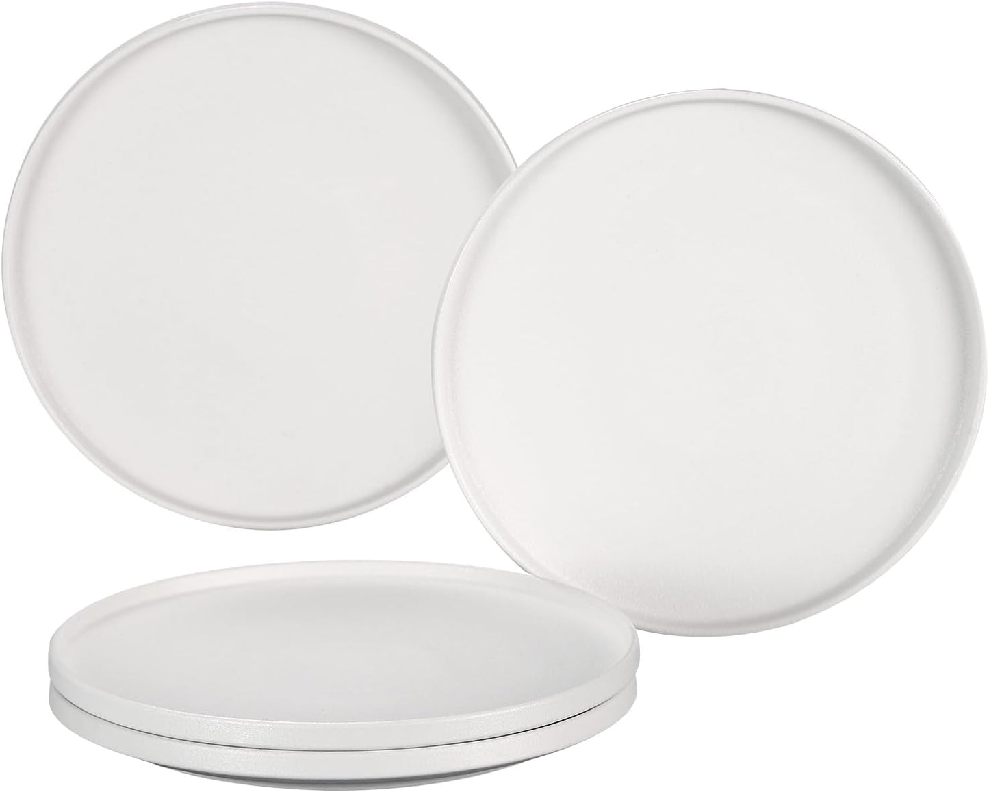 GZG Ceramic Dinner Plates Set of 4,10 Inch Stoneware plate Set,Microwave and Dishwasher Safe Kitchen Utensils,Stackable,Scratch Resistant (Ivory White)