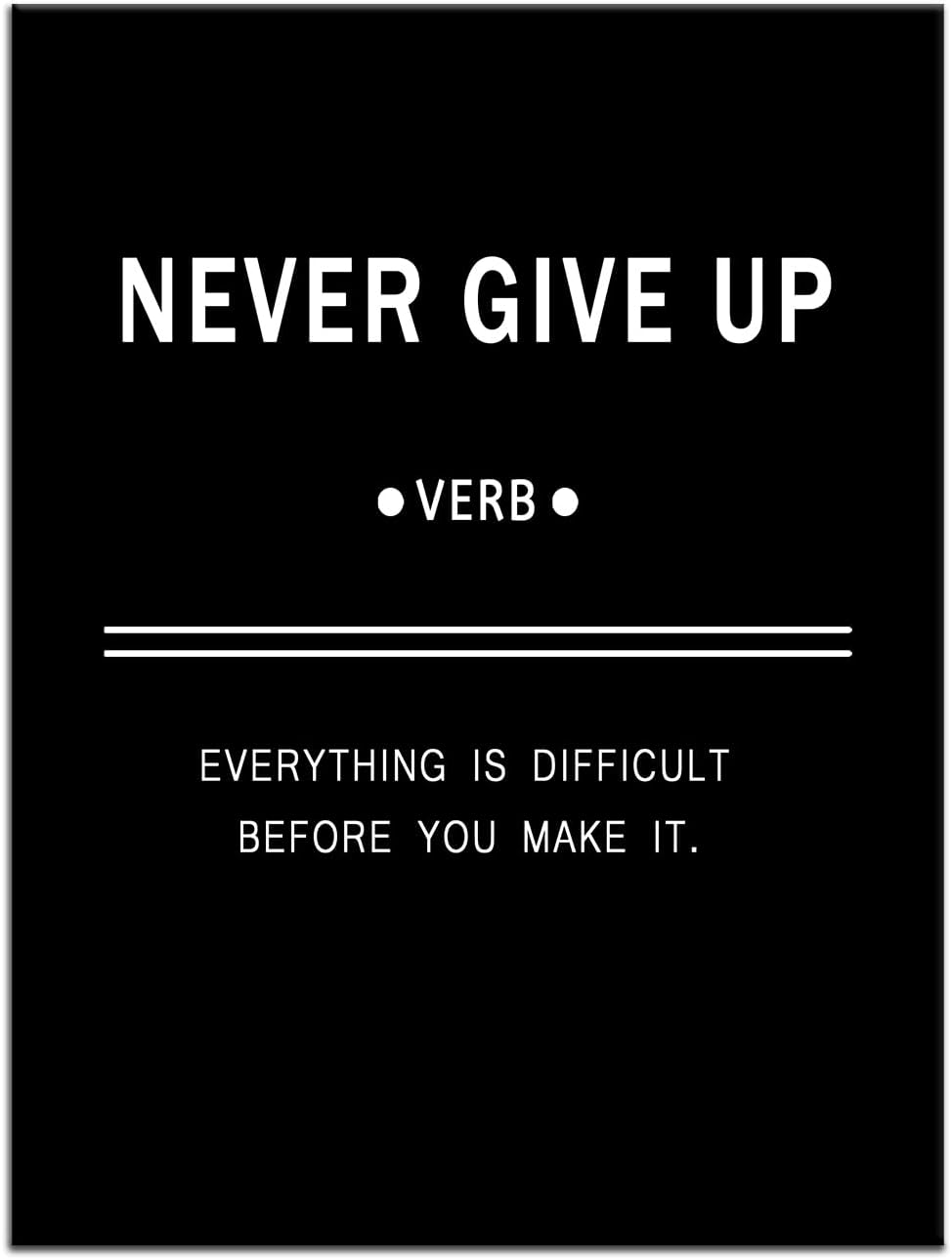 Inspirational Office Wall Art Wall Decor Never Give Up Motivational Canvas Poster Print Success Quotes Artwork for Living Room Home Bedroom Office Decor Framed Ready to Hang [30''Wx 40''H]