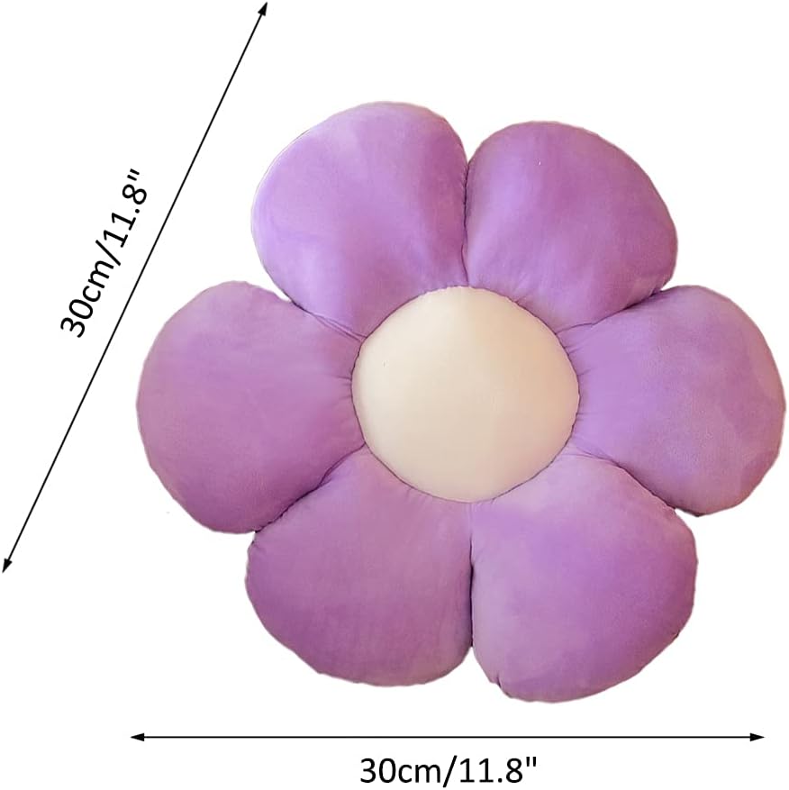 lannery Flower Plush Throw Pillows, Flower Floor Pillow Seating Cushion Toy for Reading, Room, Watching TV (11.8", Purple)