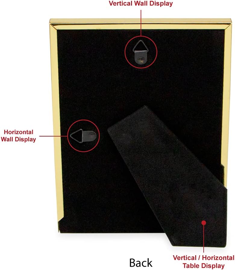 Isaac Jacobs 5x7 White Textured Leather (Vertical & Horizontal) & Gold Metal Picture Frame, with Black Fabric Easel, Wall-Mountable, Made for Tabletop, Home or Office (5x7, White W/ Gold)