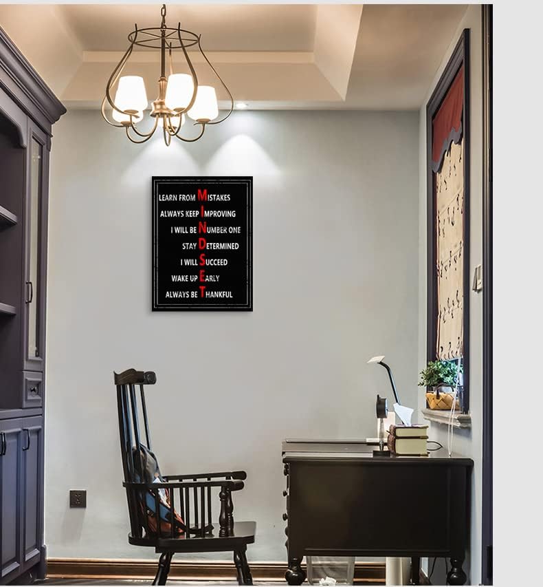 Inspirational Quotes Canvas Wall Art Motivational Mindset Poster Print Modern Inspiring Mindset Definition Picture Painting Framed Artwork for Office Living Room Home Wall Decor[18" W x 24" H]