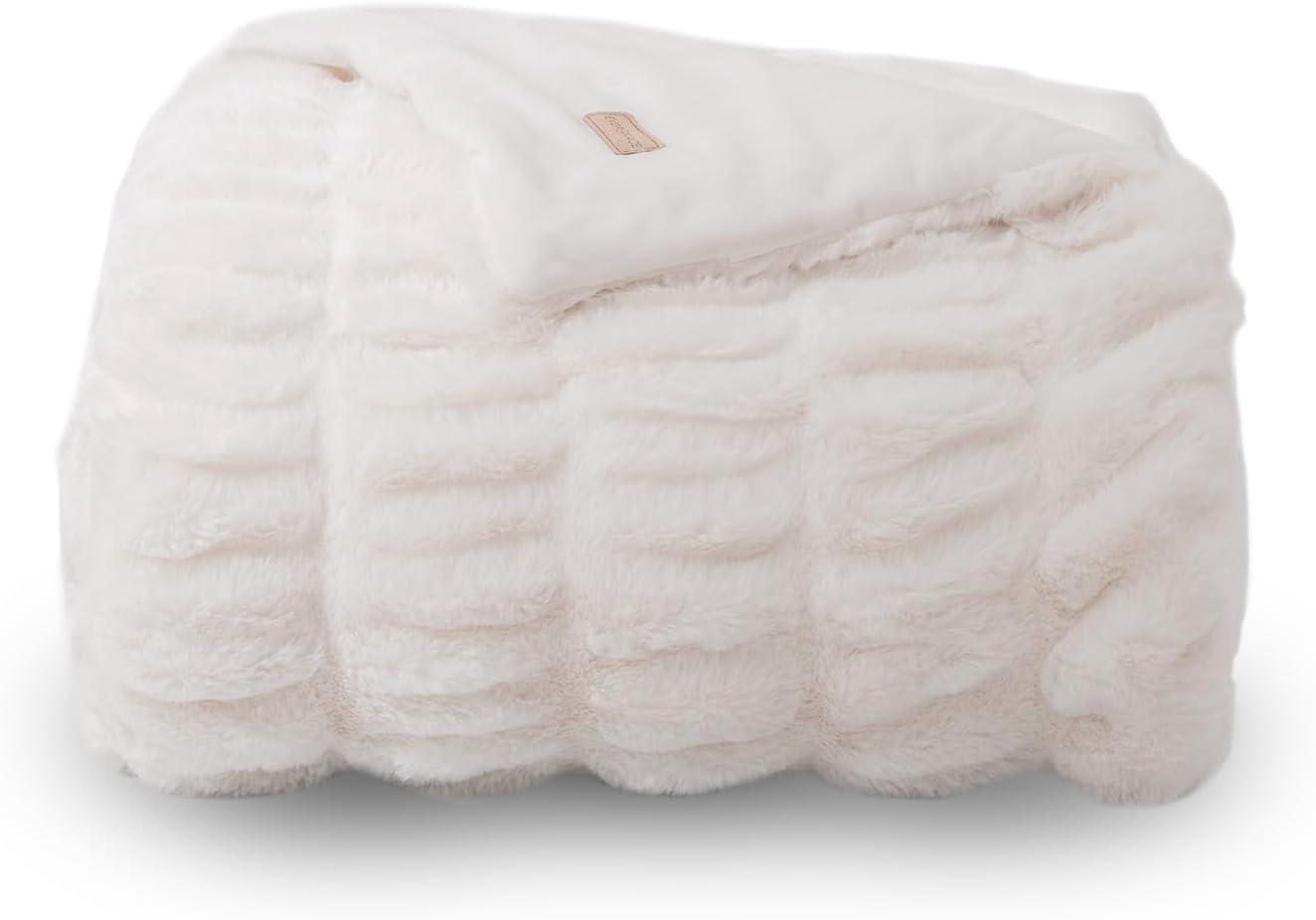 EVERGRACE Luxurious Soft Faux Rabbit Fur Throw Blanket, Cozy Fuzzy Plush Warm Throws for Couch Bed Sofa Chair Home Decor, Ruched Bubble Fluffy Blanket with Reversible Velvet, 60" x 80", Ivory White