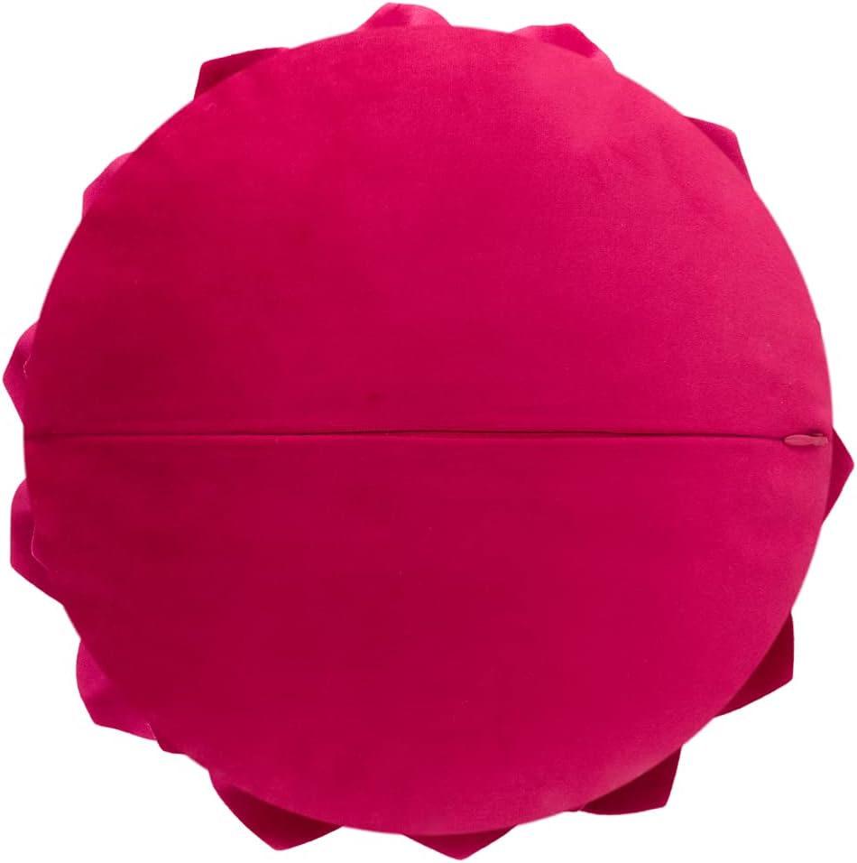 Decorative Throw Pillow 3D Flower Round Pillow Accent Handmade Cushion with Insert for Couch Bed Home Decor 14 inch Rose Red