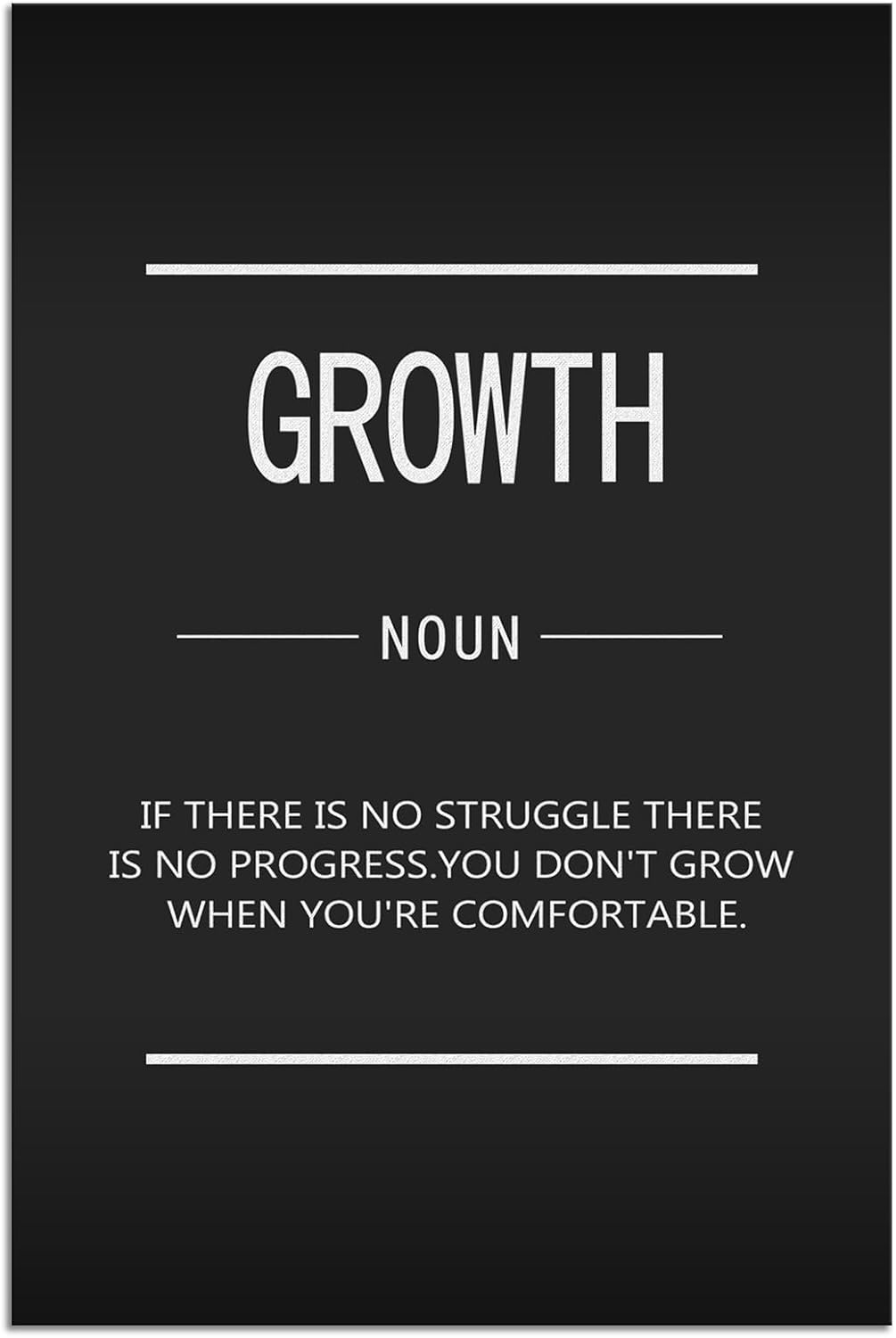 Inspirational Canvas Wall Art Growth Noun Motivational Entrepreneur Quotes Poster Print Artwork Painting Home Wall Decoration Office Bedroom Living Room Wood Framed Ready to Hang[12''W X 18''H]