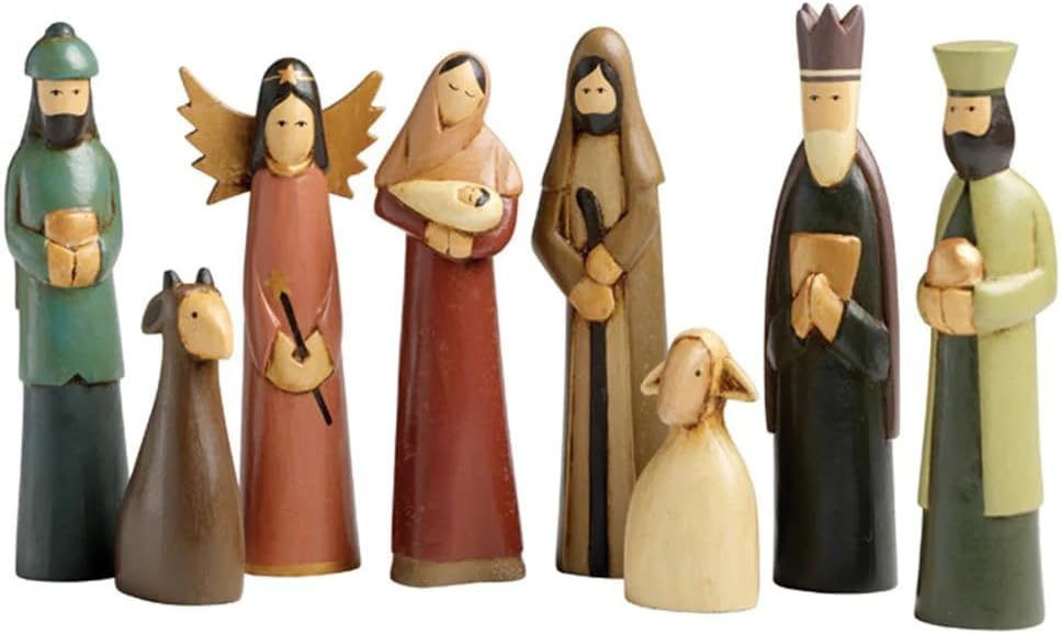 Folk Art Tabletop Nativity Scene Set