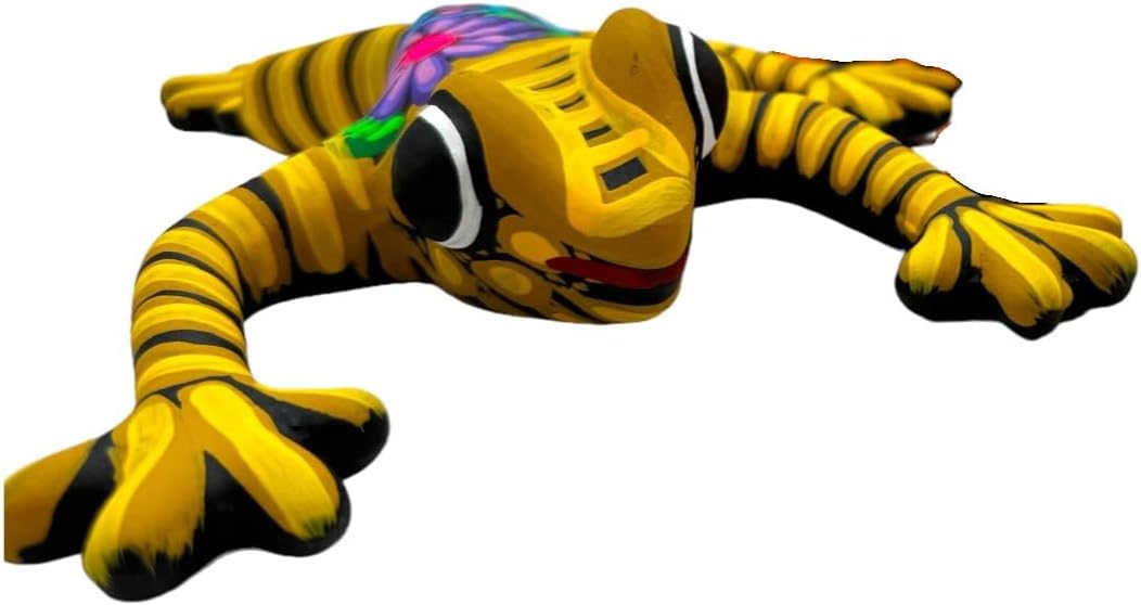 Generic Talavera Frog Guerrero Sculpture Mexican Pottery Folk Art Multicolor Home Decor Handmade Hand Painted Indoor Outdoor Garden 6"" (Multicolor 9)