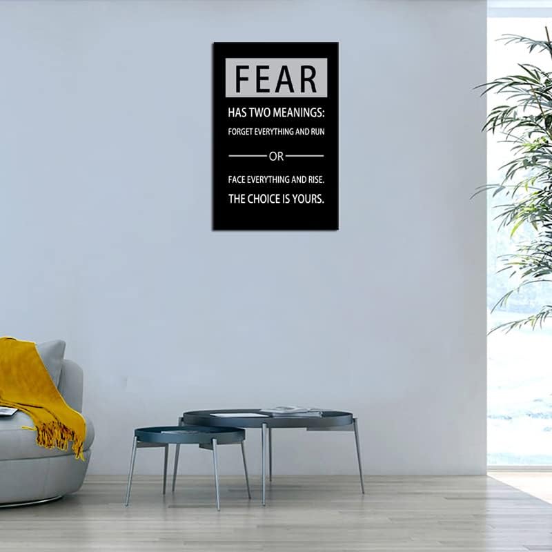 Inspirational Wall Art Motivational Canvas Painting Entrepreneur Quotes Fear Has Two Meanings Poster Prints Wall Pictures for Living Room Home Decor Office Framed Ready to Hang [24''W x 36''H]