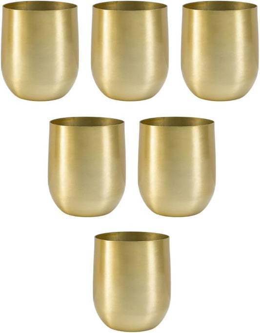 Serene Spaces Living Brass Look Aluminum Vase, Brass Decorative Accents Use as Brass Planter for Plant, Gold Flower Vase for Wedding or Event Centerpiece, Metallic Pot for Home, Small, Set of 8