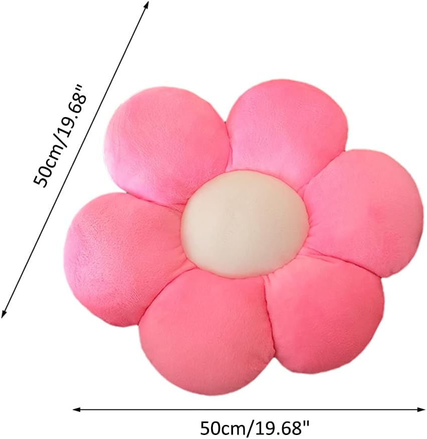 lannery Flower Plush Throw Pillows, Flower Floor Pillow Seating Cushion Toy for Reading, Room, Watching TV (19.7", Pink-1)