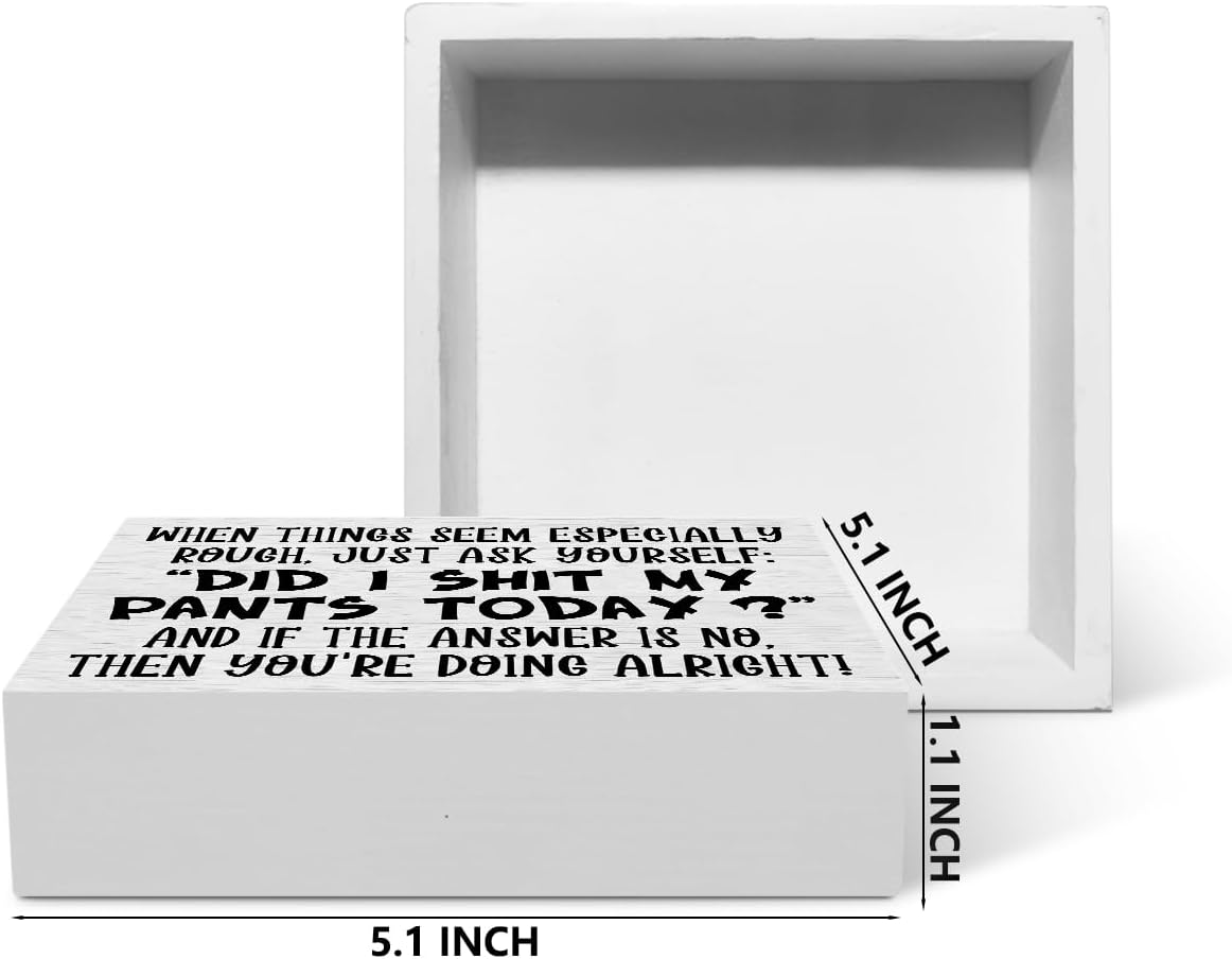 Funny Sarcastic Rustic Wooden Box Sign, Desk Decor Motivational Office Decor Supplies Office Desk Accessories for Tabletop Home Farmhouse Cubicle Decorations Wood Block Plaque Box Sign Friend Gifts