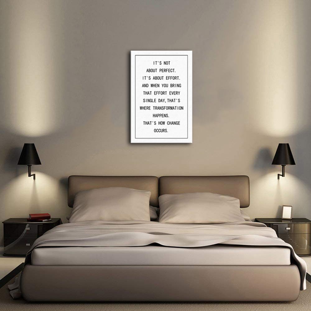 Inspirational Wall Art It's Not About Perfect It's About Effort Wall Picture Positive Motivational Canvas Poster Artwork Painting Modern Office Wall Decor Framed[24''W X 36''H]