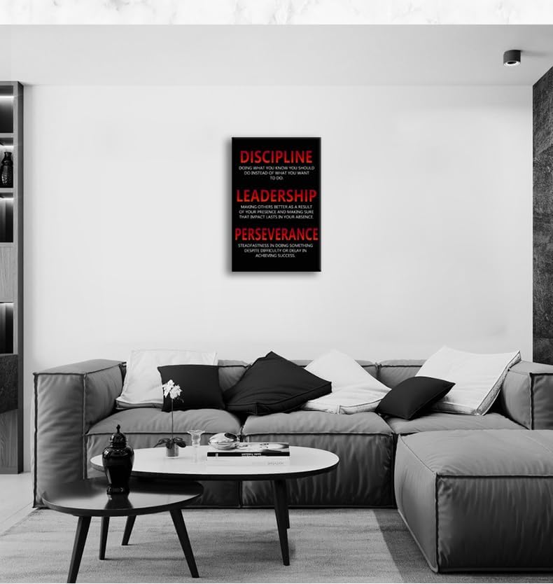 Inspirational Poster Discipline Leadership Perseverance Quote Motivational Wall Art for Office Canvas Painting Prints Wall Pictures for Living Room Bedroom Decor Framed Artwork [24''W x 36''H]