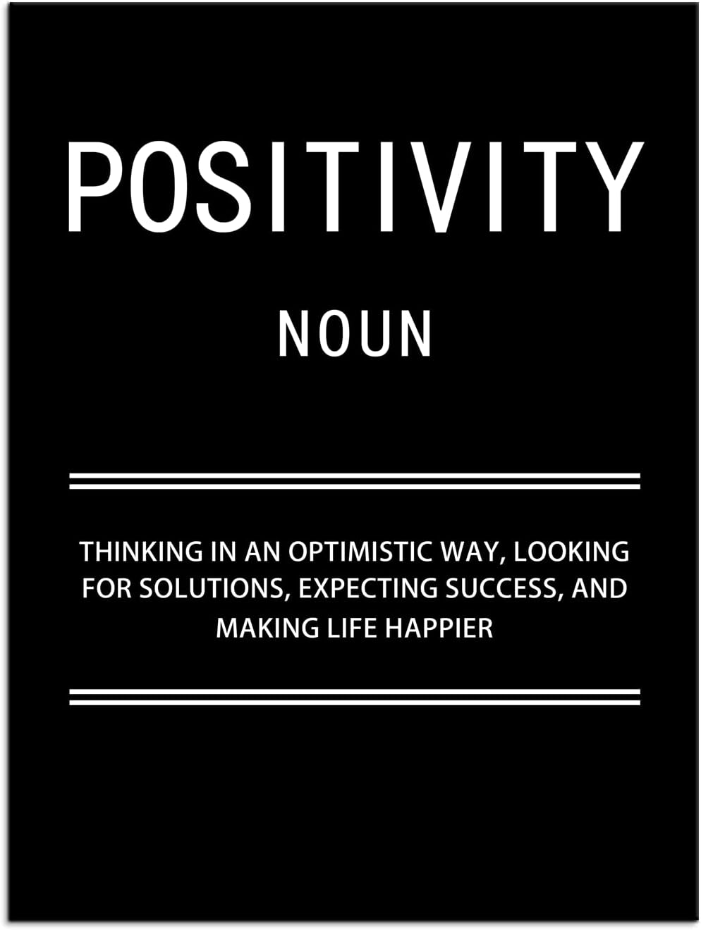Inspirational Wall Art Positivity Noun Motivational Canvas Painting Quotes Poster Prints Wall Pictures for Living Room Home Decor Office Framed Ready to Hang [18''W x 24''H]