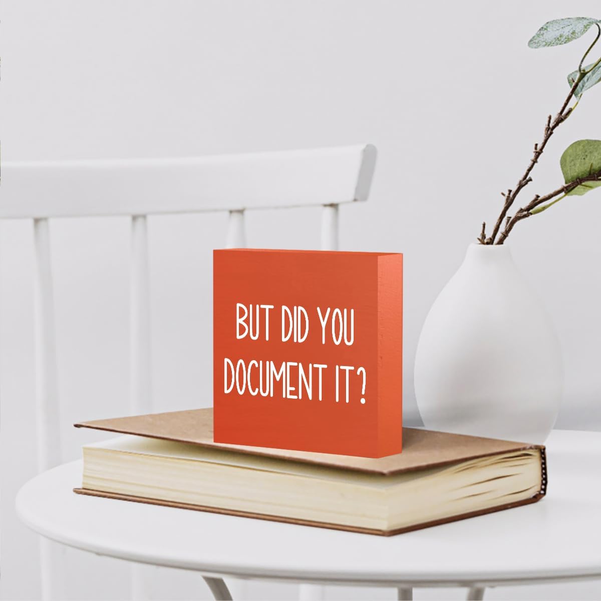 Halloween Office Desk Decorations - But Did You Document Sign, Work Gifts for Accountant HR Boss Employee Coworker, Cubicle Shelf Table Decor