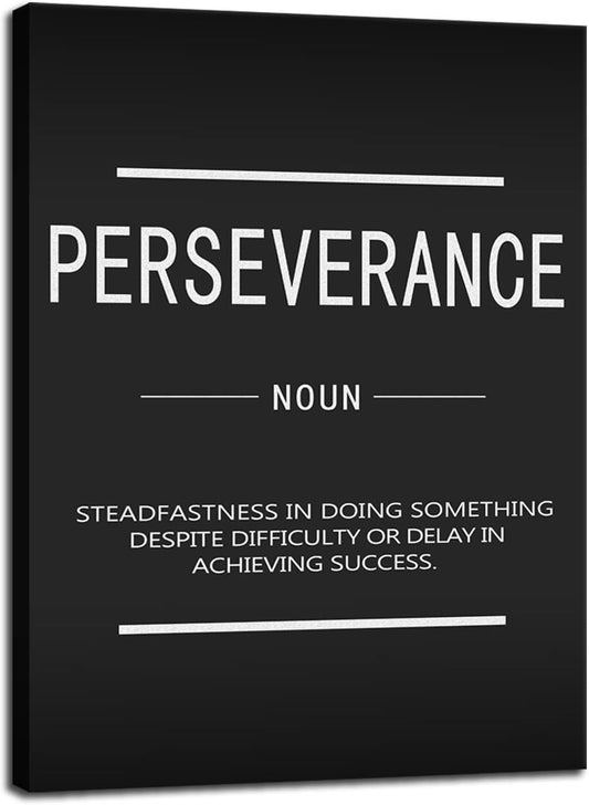 Inspirational Office Canvas Wall Art Perseverance Noun Quotes Wall Decor for Living room School Motivational Canvas Print Artwork Painting Poster Framed Ready to hang[30"W X 40"H]
