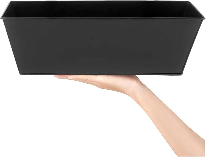 3 Pcs Large Hanging Flower Pots for Railing or Fence 16 Inch Railing Planter Box for Any Balcony Porch or Deck Countryside Style Window Planter Boxes Are Perfect to Herbs & Flowers (Black-5pcs)