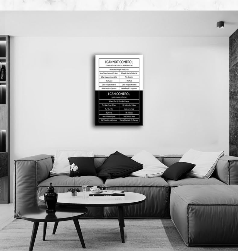 Inspirational Canvas Wall Art I Cannot Control or I Can Control Inspiring Poster Motivational Quote Canvas Print Positive Speech Canvas Painting Office Home Wall Decor Framed[24''W X 36''H]