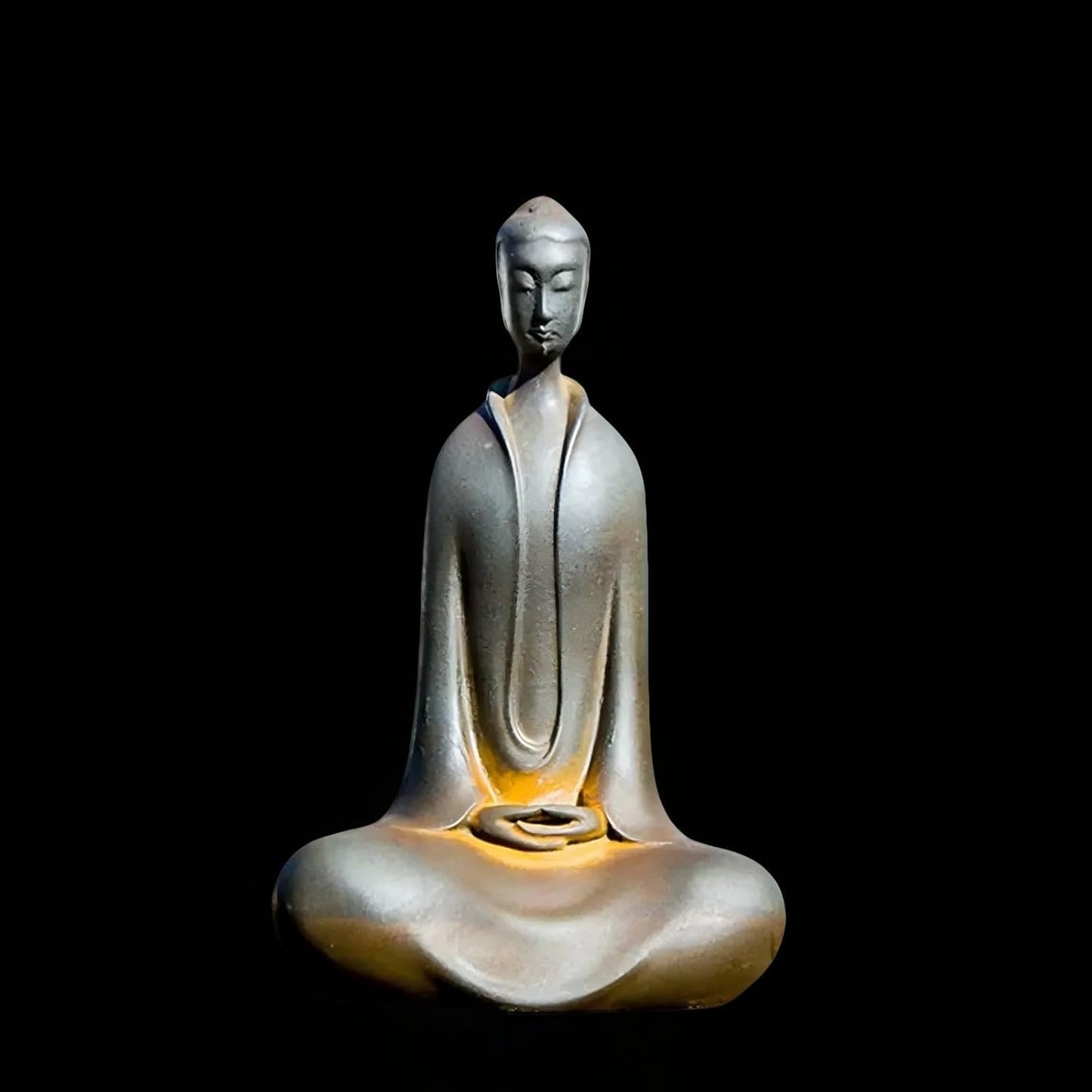 Faceless Buddha Statue, Solid Cast Iron Buddha Figurine, Indoor/Outdoor Zen Decor for Meditation & Spiritual Room