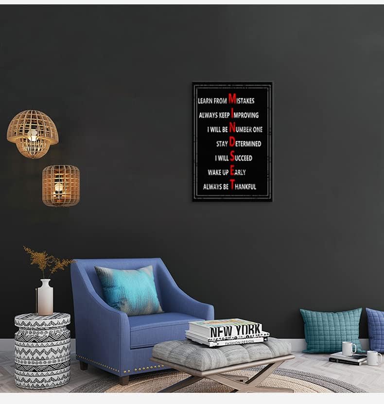 Mindset Poster Motivational Canvas Office Print Wall Art Inspirational Mindset Definition Picture Painting Modern Inspiring Artwork for Home Living Room Office Decor Ready to Hang[24''W x 36''H]