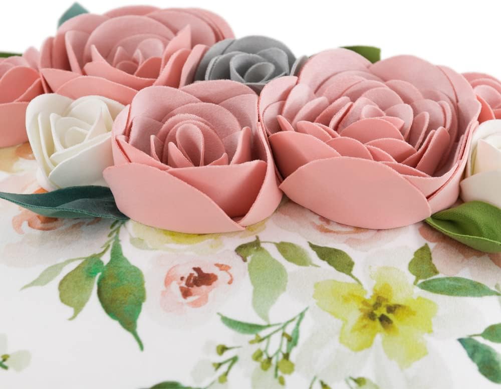 Decorative 3D Flower Throw Pillow Covers Accent Pink Floral Pillowcases for Couch Bed Home Living Room Farmhouse Decor 18x18 Inch