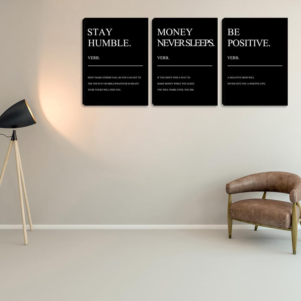 Large Motivational Framed Wall Art 3 Pieces Positive Quotes Decor Picture Painting Prints Artwork Inspirational Office Art Wall Decor Poster Home Wall Decoration for Bedroom Living Room (72" Wx36 H)