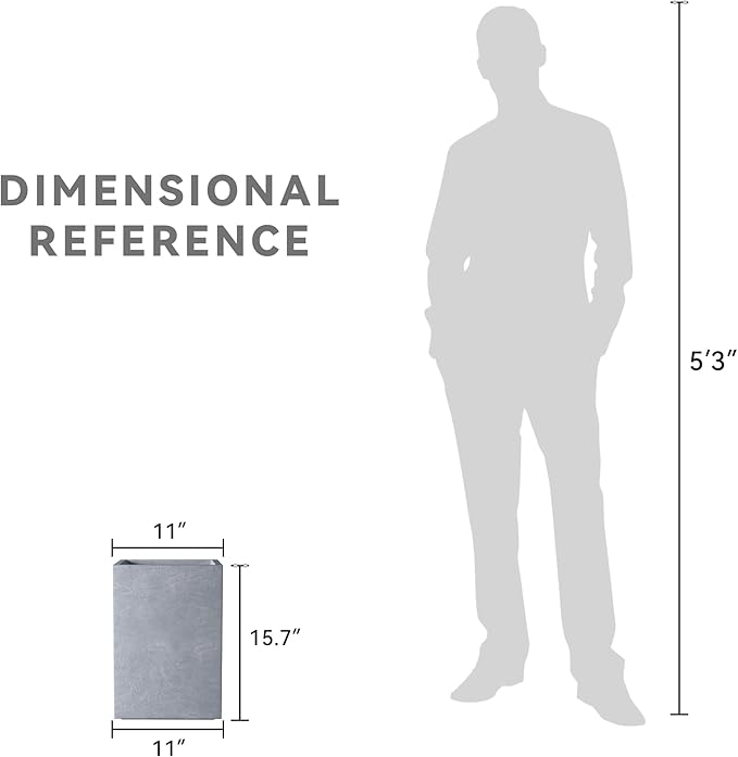 Kante 15.7" H Tall Rectangular Concrete Planters, Outdoor Indoor Lightweight Plant Pots with Drainage Hole and Rubber Plug, Modern Style for Home Garden Patio, Slate Gray