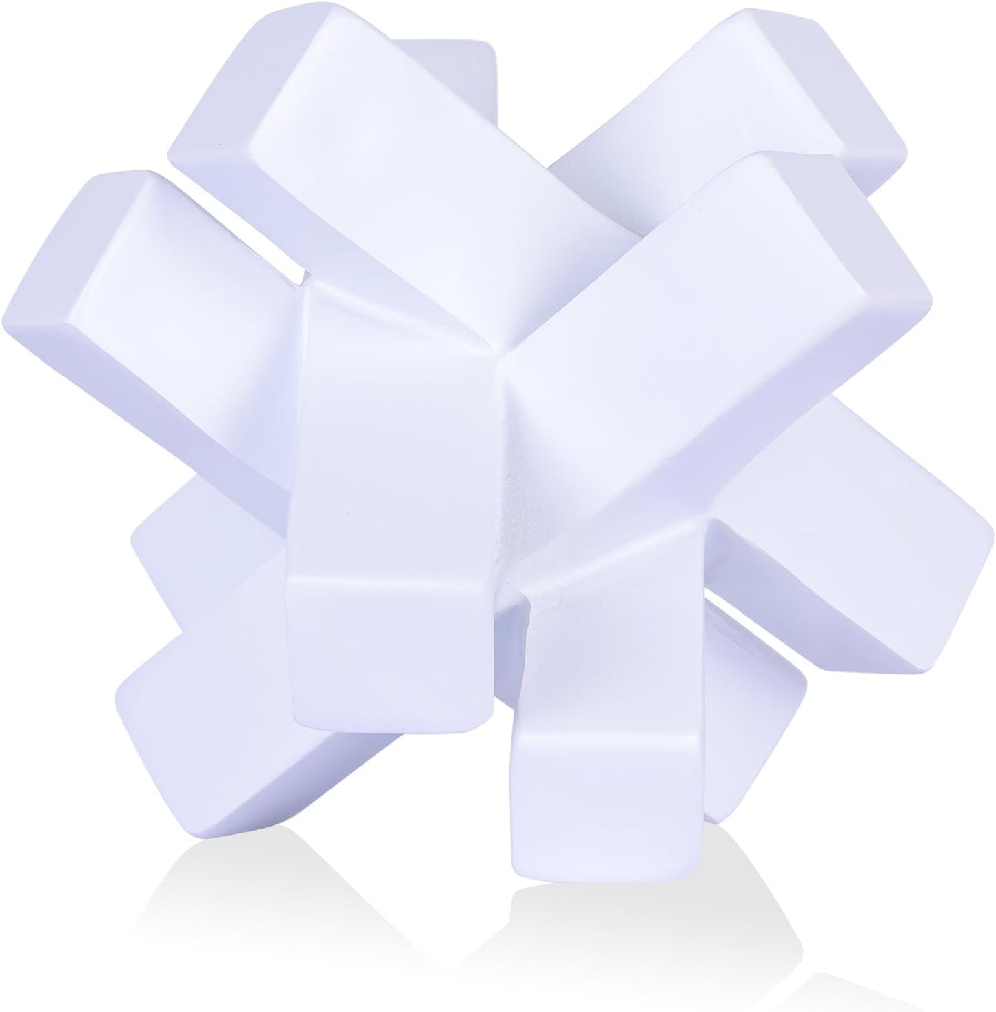 Knot Decor White Geometric Sculpture Statue - Modern Decorative Objects for Shelves, Bookcase, TV Stand, Coffee Table & Entrance Decor