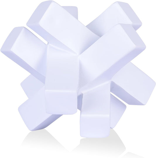 Knot Decor White Geometric Sculpture Statue - Modern Decorative Objects for Shelves, Bookcase, TV Stand, Coffee Table & Entrance Decor