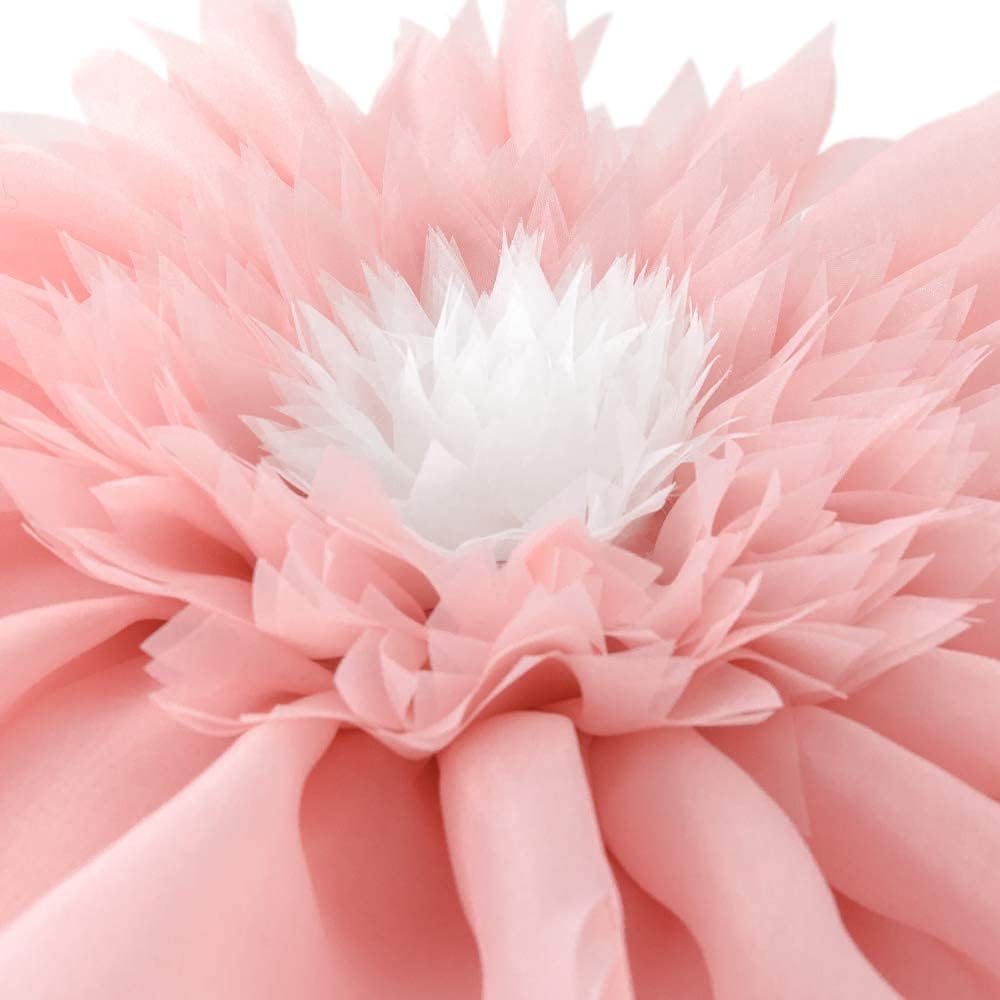 Cute Pink Flower Pillow Decorative Round Throw Pillows Handmade 3D Daisy Floral Accent Pillowcases Soft Cushion for Bed Couch Chair Car Bedroom Living Room Home Decor Unique Gifts 12 Inch