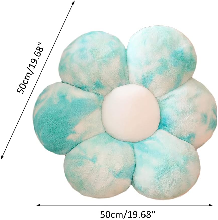 lannery Flower Plush Throw Pillows, Flower Floor Pillow Seating Cushion Toy for Reading, Room, Watching TV (19.7", Blue)