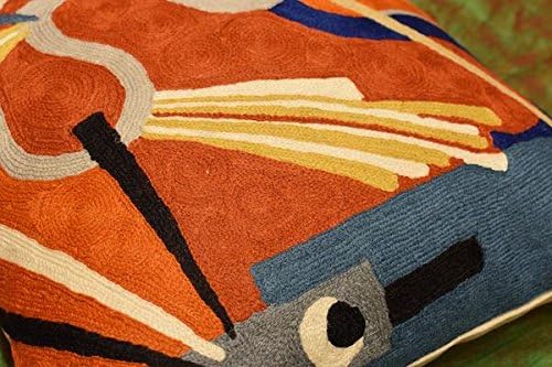 Kandinsky Contemporary Throw Pillow Cover - Rust Intuitive | Modern Pillow Cases | Abstract Throw Pillow | Boho Pillow | Abstract Chair Cushions | Hand Embroidered Cushion | Wool Size 18x18