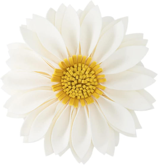 JWH 3D Flower Throw Pillow Cover Aesthetic Decorative Daisy Accent Pillow Case Hand Crafted Cushion Round Floral Pillowcase for Home Bed Couch Bedroom Chair 12 Inch Beige