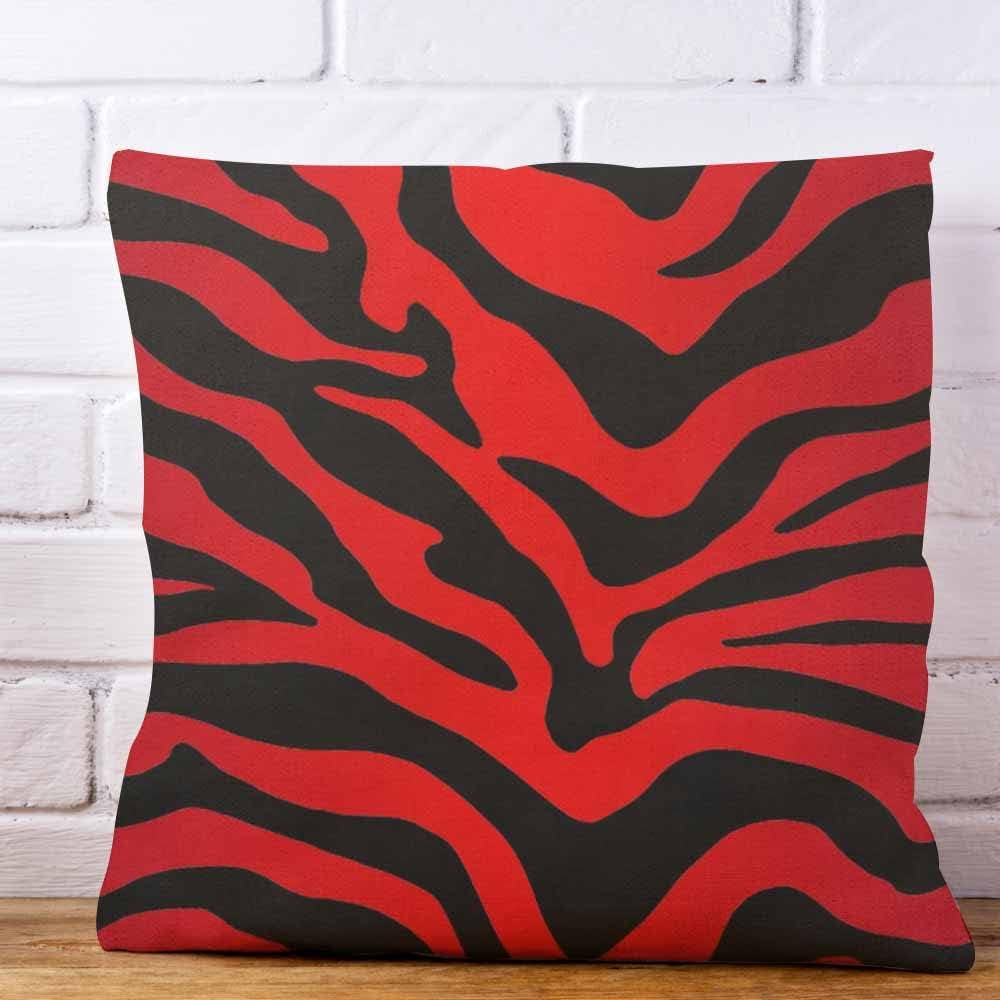 IBILIU Throw Pillow Covers Red and Black Zebra Print Stripes Animal Print Cushion Pillow Case Home Decor Pillowcase 18x18 Inches