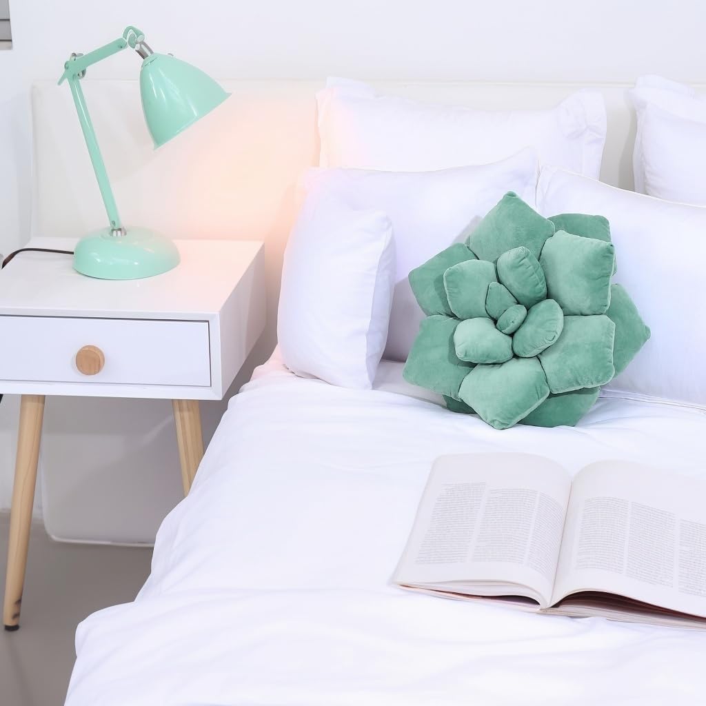 Fleshy Greenery Plush Cushion – Hand-Stitched 3D Flower Throw, Botanical-Shaped Accent for Bedroom, Living Room, and Home Décor 19.68" (50CM)