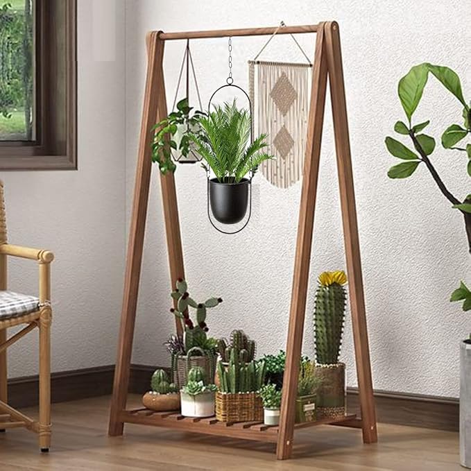 Metal Hanging Planters, 2pcs Black Hanging Planters for Indoor & Outdoor Plants, No Plant incld