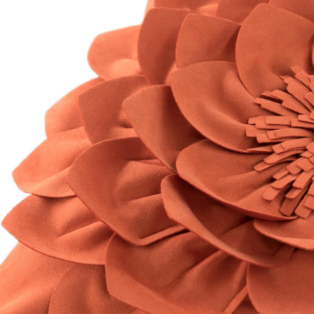 Fall Decorative 3D Flower Throw Pillow Covers Handmade Pillowcases for Sofa Bed Home Room Decor 18 x 18 Inch Pumpkin Orange